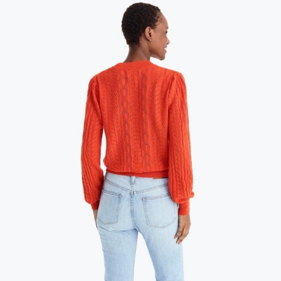 J Crew DEMYLEE Orange Mock Neck Pointelle Sweater - Picture 3 of 4